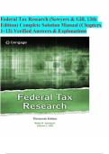 Federal Tax Research &lpar;Sawyers & Gill&comma; 13th Edition&rpar; Complete Solution Manual &lpar;Chapters 1&ndash;13&rpar; Verified Answers & Explanations&period;pdf