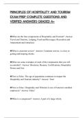 PRINCIPLES OF HOSPITALITY AND TOURISM EXAM PREP COMPLETE QUESTIONS AND VERIFIED ANSWERS GRADED A&plus;