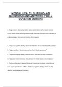 MENTAL HEALTH NURSING- ATI QUESTIONS AND ANSWERS &lpar;FULLY COVERED EDITION&rpar;