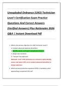 Unexploded Ordnance &lpar;UXO&rpar; Technician  Level I Certification Exam Practice  Questions And Correct Answers  &lpar;Verified Answers&rpar; Plus Rationales 2026  Q&A &vert; Instant Download Pdf