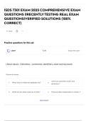 ISDS 7301 EXAM 2025 COMPREHENSIVE EXAM QUESTIONS &vert;&vert;RECENTLY TESTING REAL EXAM QUESTIONS&vert;VERIFIED SOLUTIONS &lpar;100&percnt; CORRECT&rpar;