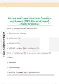 Arizona Real Estate State Exam Questions  and Answers &lpar;100&percnt; Correct Answers&rpar;  Already Graded A&plus;