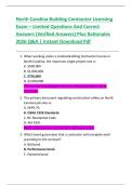 North Carolina Building Contractor Licensing  Exam &ndash; Limited Questions And Correct  Answers &lpar;Verified Answers&rpar; Plus Rationales  2026 Q&A &vert; Instant Download Pdf