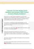 Colorado Car Sales Mastery Exam  Questions and Answers &lpar;100&percnt; Correct  Answers&rpar; Already Graded A&plus; 