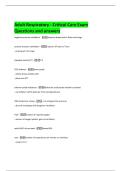 Adult Respiratory - Critical Care Exam Questions and answers