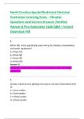 North Carolina Special Restricted Electrical  Contractor Licensing Exam &ndash; Elevator  Questions And Correct Answers &lpar;Verified  Answers&rpar; Plus Rationales 2026 Q&A &vert; Instant  Download Pdf 