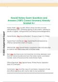 Hawaii Notary Exam Questions and  Answers &lpar;100&percnt; Correct Answers&rpar; Already  Graded A&plus; 
