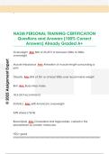 NASM PERSONAL TRAINING CERTIFICATION  Questions and Answers &lpar;100&percnt; Correct  Answers&rpar; Already Graded A&plus; 