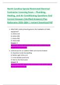 North Carolina Special Restricted Electrical  Contractor Licensing Exam &ndash; Plumbing&comma;  Heating&comma; and Air Conditioning Questions And  Correct Answers &lpar;Verified Answers&rpar; Plus  Rationales 2026 Q&A &vert; Instant Download Pdf