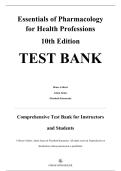 Test Bank — Essentials of Pharmacology for Health Professions, 10th Edition — Bruce Colbert, Adam James & Elizabeth Katrancha — ISBN 9798214116068 — Latest Update 2025/2026 — (All Chapters Covered 1–27)