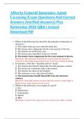 Alberta General Insurance Agent  Licensing Exam Questions And Correct  Answers &lpar;Verified Answers&rpar; Plus  Rationales 2026 Q&A&vert; Instant  Download Pdf 