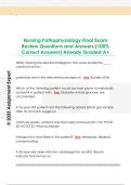 Nursing Pathophysiology Final Exam  Review Questions and Answers &lpar;100&percnt;  Correct Answers&rpar; Already Graded A&plus;