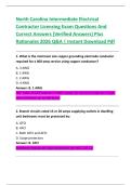 North Carolina Intermediate Electrical  Contractor Licensing Exam Questions And  Correct Answers &lpar;Verified Answers&rpar; Plus  Rationales 2026 Q&A &vert; Instant Download Pdf 