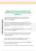 Rigging 101 Final Exam Questions and  Answers &lpar;100&percnt; Correct Answers&rpar; Already  Graded A&plus;