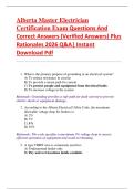 Alberta Master Electrician  Certification Exam Questions And  Correct Answers &lpar;Verified Answers&rpar; Plus  Rationales 2026 Q&A&vert; Instant  Download Pdf  
