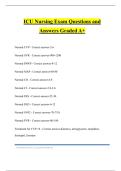 ICU Nursing Exam Questions and Answers Graded A+