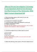 Alberta Private Investigator Licensing  Exam Questions And Correct Answers  &lpar;Verified Answers&rpar; Plus Rationales 2026  Q&A&vert; Instant Download Pdf  