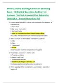 North Carolina Building Contractor Licensing  Exam &ndash; Unlimited Questions And Correct  Answers &lpar;Verified Answers&rpar; Plus Rationales  2026 Q&A &vert; Instant Download Pdf
