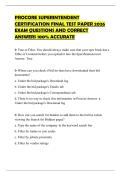 PROCORE SUPERINTENDENT CERTIFICATION FINAL TEST PAPER 2026 EXAM QUESTIONS AND CORRECT ANSWERS 100&percnt; ACCURATE