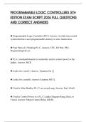 PROGRAMMABLE LOGIC CONTROLLERS 5TH EDITION EXAM SCRIPT 2026 FULL QUESTIONS AND CORRECT ANSWERS