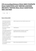 UTA Accounting Entrance EXAM 2025 COMPLETE EXAM QUESTIONS AND VERIFIED ANSWERS &vert;RECENTLY TESTING REAL EXAM QUESTIONS&vert; 100&percnt; SOLVED&excl;&excl;