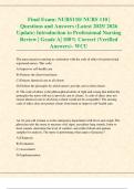 Final Exam&colon; NURS110&sol; NURS 110 &vert;Questions and Answers&vert; Introduction to Professional Nursing Review &vert;Solved