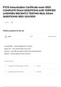 PTCB Immunization Certificate exam 2025 COMPLETE EXAM QUESTIONS AND VERIFIED ANSWERS &vert;RECENTLY TESTING REAL EXAM QUESTIONS&vert; 100&percnt; SOLVED&excl;&excl;