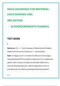 Davis Advantage Maternal-Child Nursing Care 3rd Ed &lpar;2025&rpar; Test Bank &vert; 50 NCLEX Questions&sol;Chapter &vert; Scannell &vert; Verified Answers & Rationales