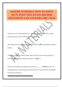 SEJPME INTRODUCTION TO JOINT DUTY POST TEST EXAM 2025&sol;2026 QUESTIONS AND ANSWERS 100&percnt; PASS