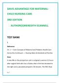 Davis Advantage Maternal-Child Nursing 3rd Ed Test Bank &vert; 2025 NCLEX MCQs &vert; Scannell &vert; 50 Qs&sol;Chapter &plus; Verified Answers & Rationales