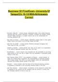 BUSINESS 101 FINAL EXAM - UNIVERSITY OF TAMPA &lpar;CH&period; 10-13&rpar; WITH ALL ANSWERS A&plus;