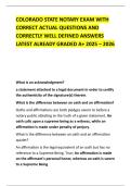 COLORADO STATE NOTARY EXAM WITH CORRECT ACTUAL QUESTIONS AND CORRECTLY WELL DEFINED ANSWERS LATEST ALREADY GRADED A&plus; 2025 &ndash; 2026