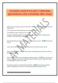 STATION AGENT EXAM &num; 3 2025&sol;2026 QUESTIONS AND ANSWERS 100&percnt; PASS