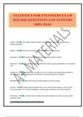 STATISTICS FOR ENGINEERS EXAM 2025&sol;2026 QUESTIONS AND ANSWERS 100&percnt; PASS