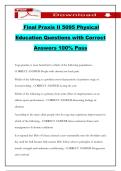 Final Praxis II 5095 Physical Education Questions with Correct Answers 100&percnt; Pass
