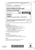  2025 Pearson Edexcel Level 3 GCE Politics  Advanced  PAPER 3&colon; Comparative Politics &ndash; Global Politics Combined Question Paper and Marking Scheme
