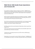 Wall Street 400 Guide Exam Questions and Answers