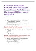 CO Access Control Systems  Contractor Exam Questions And  Correct Answers  &lpar;Verified Answers&rpar;  Plus Rationale2026 Q&A&vert; Instant  Download Pdf  