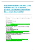 CO Alarm Installer Contractor Exam  Questions And Correct Answers    &lpar;Verified Answers&rpar; Plus Rationale2026  Q&A&vert; Instant Download Pdf