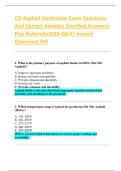 CO Asphalt Contractor Exam Questions  And Correct Answers &lpar;Verified Answers&rpar;  Plus Rationale2026 Q&A&vert; Instant  Download Pdf  