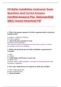 CO Boiler Installation Contractor Exam  Questions And Correct Answers  &lpar;Verified Answers&rpar; Plus  Rationale2026  Q&A&vert; Instant Download Pdf 