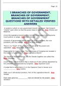 3 BRANCHES OF GOVERNMENT&comma;  BRANCHES OF GOVERNMENT&comma;  BRANCHES OF GOVERNMENT  QUESTIONS WITH DETAILED VERIFIED  ANSWERS