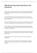 Wall Street Prep Exam Questions and Answers
