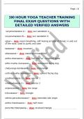 200 HOUR YOGA TEACHER TRAINING  FINAL EXAM QUESTIONS WITH  DETAILED VERIFIED ANSWERS 