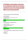 CO Bridge Construction Contractor  Exam Questions And Correct Answers   &lpar;Verified Answers&rpar; Plus Rationale2026  Q&A&vert; Instant Download Pdf