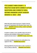 FTCE SUBJECT AREA EXAM K &ndash; 6 PRACTICE EXAM WITH CORRECT ACTUAL QUESTIONS AND CORRECTLY WELL DEFINED ANSWERS LATEST ALREADY GRADED A&plus; 2025 &ndash; 2026