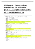 CO Carpentry Contractor Exam  Questions And Correct Answers   &lpar;Verified Answers&rpar; Plus Rationales 2026   Q&A &vert; Instant Download Pdf 