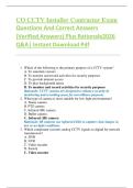 CO CCTV Installer Contractor Exam  Questions And Correct Answers    &lpar;Verified Answers&rpar; Plus Rationale2026  Q&A&vert; Instant Download Pdf 