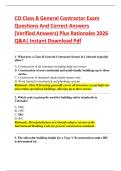 CO Class B General Contractor Exam   Questions And Correct Answers    &lpar;Verified Answers&rpar; Plus Rationales 2026   Q&A&vert; Instant Download Pdf 
