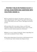 PROPHECY RELIAS RN PHARMACOLOGY A ACTUAL EXAM PAPER 2026 QUESTIONS WITH SOLUTIONS GRADED A&plus;